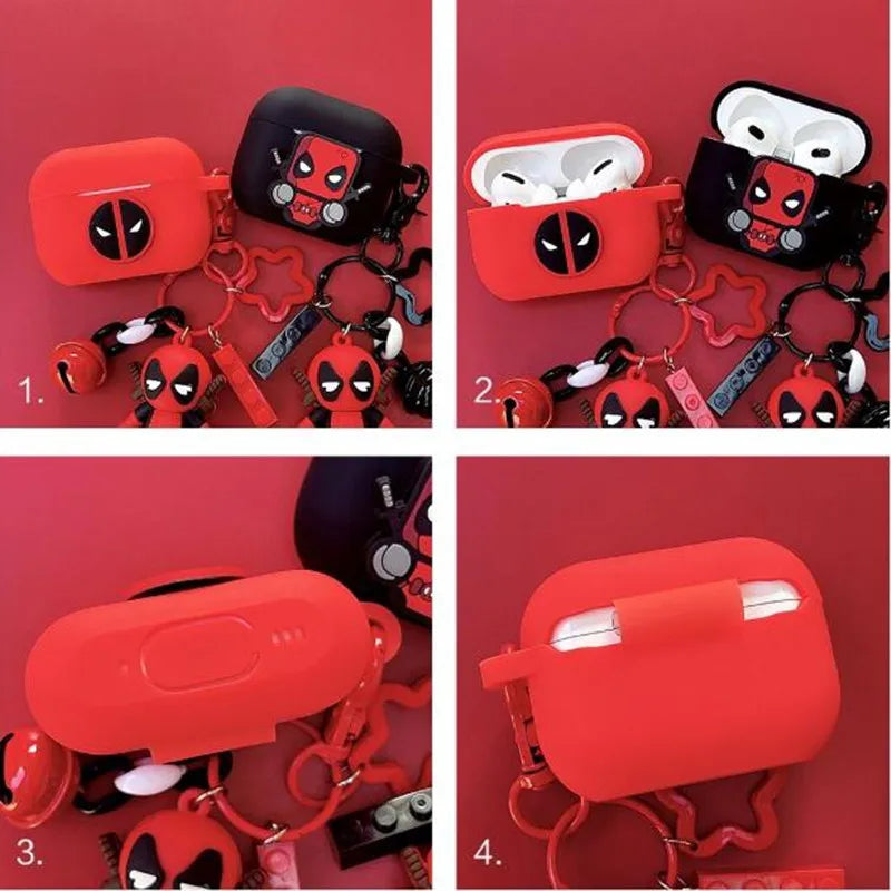 Marvel Deadpool AirPods 1 or 2 Case: Ultimate Case Protection with Keychain